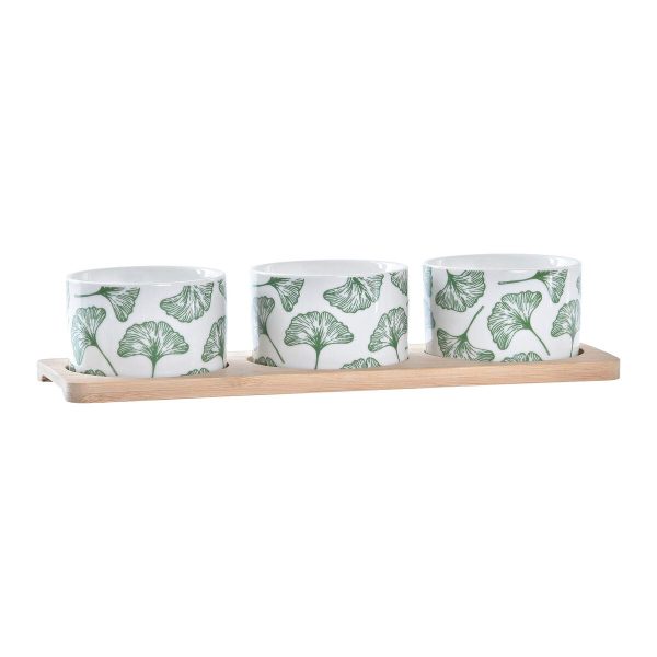 Appetizer Set DKD Home Decor Bamboo Stoneware Sheets 3 Pieces 4 Pieces 28 x 9,7 x 1,5 cm Fashion