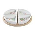 Appetizer Set DKD Home Decor White Multicolour Natural Bamboo Stoneware Tropical 21,5 x 21,5 x 1 cm (5 pcs) For Sale