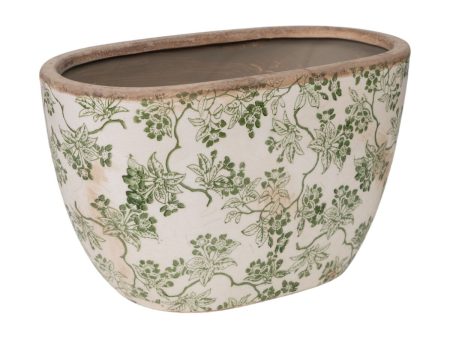 Planter Romimex Green Beige Porcelain Aged finish 27 x 16 x 15 cm For Cheap