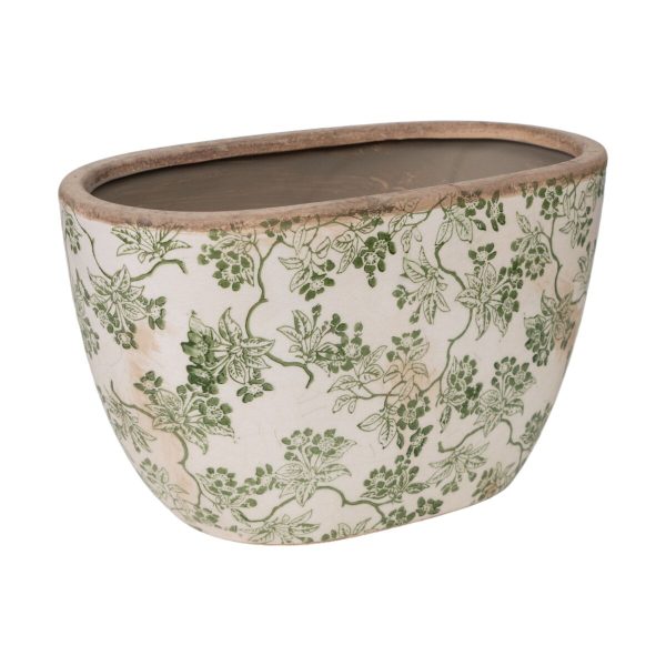 Planter Romimex Green Beige Porcelain Aged finish 27 x 16 x 15 cm For Cheap