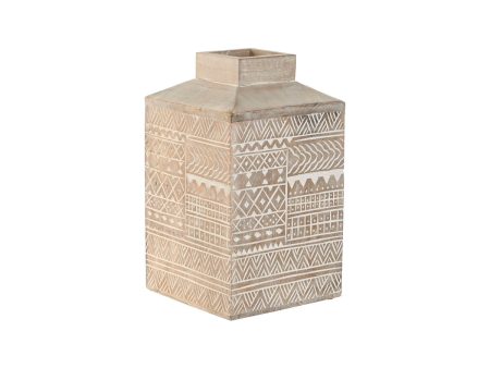 Vase Home ESPRIT White Natural Mango wood Colonial 18 x 18 x 30,5 cm For Sale