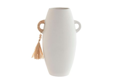 Vase Home ESPRIT White Natural Stoneware 17 x 13 x 26 cm Online Sale