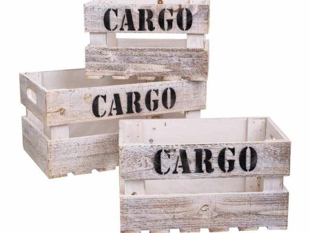 Storage boxes Alexandra House Living CARGO White Fir wood 24 x 19 x 38 cm 33 x 20 x 18 cm 28 x 15,5 x 17 cm 3 Pieces For Discount