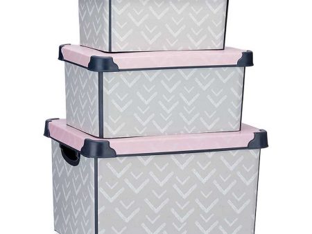 Set of Stackable Organising Boxes Vibes 3 Pieces Plastic Cheap