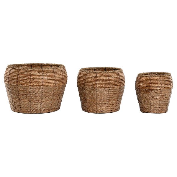 Set of Planters Home ESPRIT Natural Metal Fibre Tropical 32 x 32 x 25 cm Discount