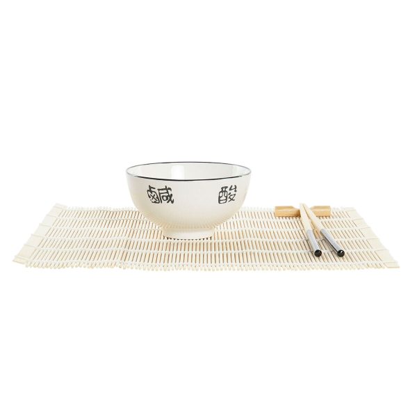 Sushi Set DKD Home Decor Bamboo Stoneware White Oriental 14,5 x 14,5 x 31 cm (16 Pieces) For Discount