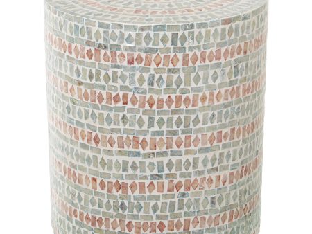 Stool Alexandra House Living Multicolour Mother of pearl 35 x 40 x 35 cm Online Hot Sale