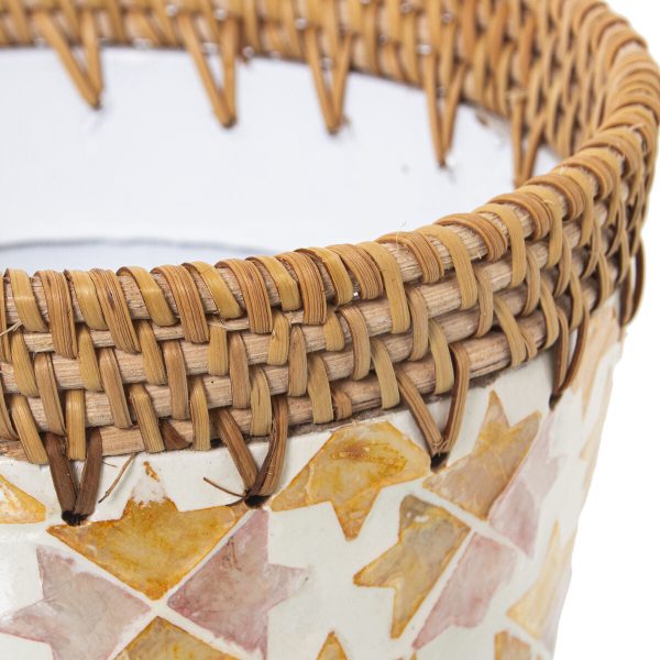 Planter Alexandra House Living Multicolour Rattan Mother of pearl Printed 18 x 14 x 18 cm Sale