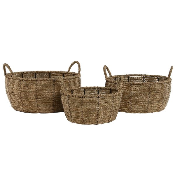 Set of Planters Home ESPRIT Brown Metal Fibre Tropical 34 x 33 x 15 cm Online