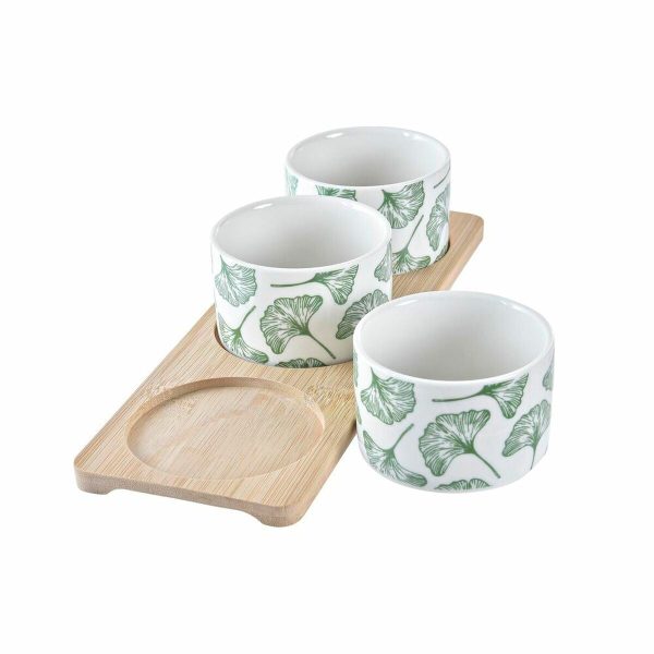 Appetizer Set DKD Home Decor Bamboo Stoneware Sheets 3 Pieces 4 Pieces 28 x 9,7 x 1,5 cm Fashion