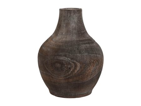 Vase Home ESPRIT Dark grey Paolownia wood Colonial Aged finish 16 x 16 x 24 cm For Cheap