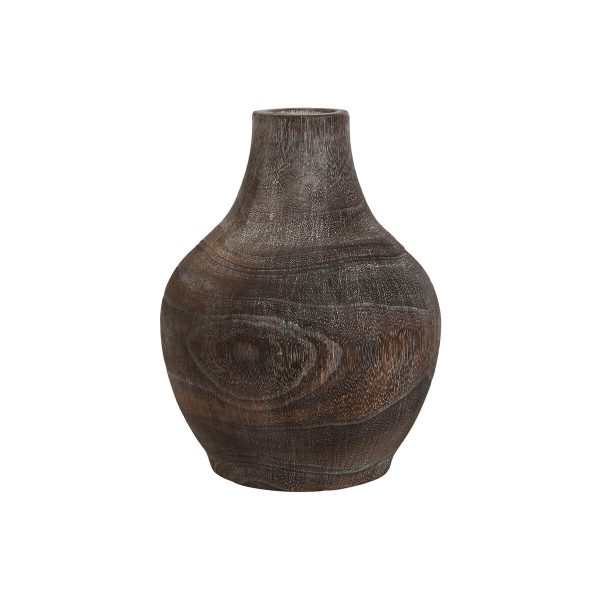 Vase Home ESPRIT Dark grey Paolownia wood Colonial Aged finish 16 x 16 x 24 cm For Cheap