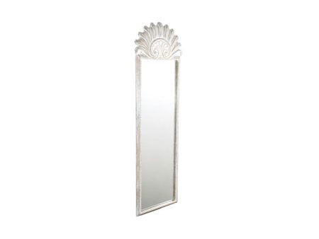 Wall mirror Romimex White Natural Mango wood 76 x 180 x 4 cm For Sale