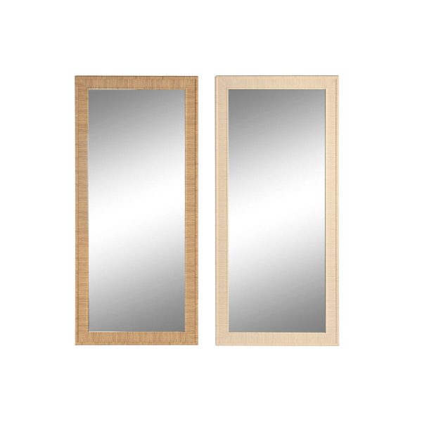 Wall mirror Home ESPRIT Beige Natural 74 X 2 X 162 cm (2 Units) For Cheap