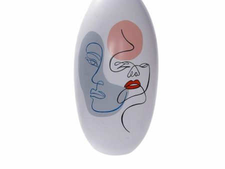 Vase DKD Home Decor Face White Resin Multicolour (20,5 x 20,5 x 38 cm) For Cheap