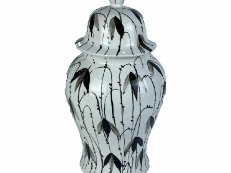 Tibor DKD Home Decor Porcelain Black White Oriental Leaf of a plant (22 x 22 x 42 cm) Sale