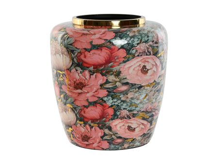 Vase Home ESPRIT Multicolour Pink Metal 33 x 33 x 35 cm Hot on Sale