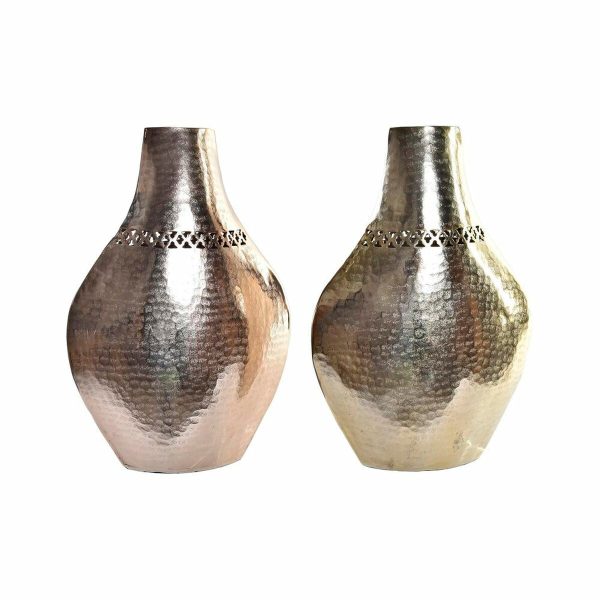 Vase DKD Home Decor Copper 28 x 11 x 41 cm Golden Aluminium Arab Die-cutting (2 Units) Hot on Sale