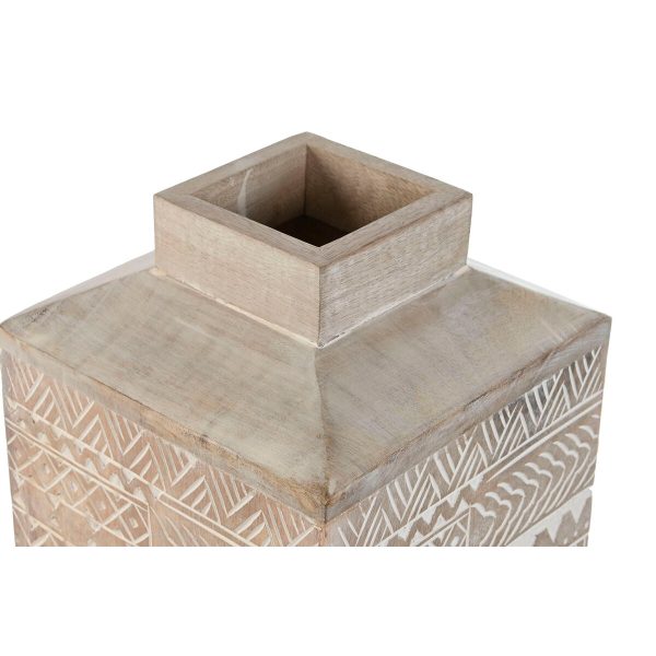 Vase Home ESPRIT White Natural Mango wood Colonial 18 x 18 x 30,5 cm For Sale