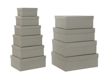 Set of Stackable Organising Boxes DKD Home Decor Mouse Grey White Cardboard (43,5 x 33,5 x 15,5 cm) Online Hot Sale