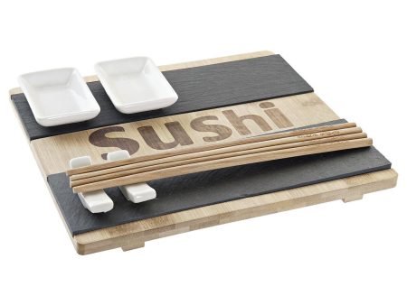 Sushi Set DKD Home Decor Black Natural Bamboo Board Oriental 25 x 22 x 3 cm Sale