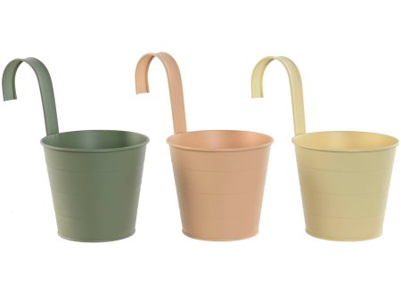 Planter Home ESPRIT Yellow Green Amber Light Pink Metal 14 x 14 x 23 cm (3 Units) Online now