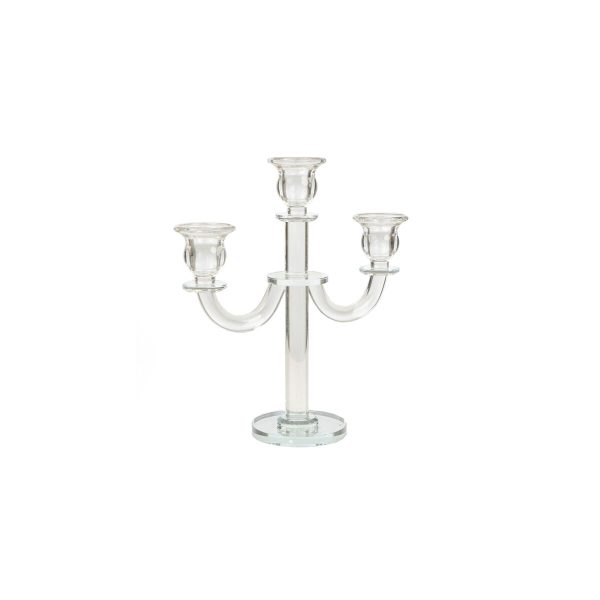 Candle Holder Romimex Transparent Glass 21 x 26 x 9 cm Sale