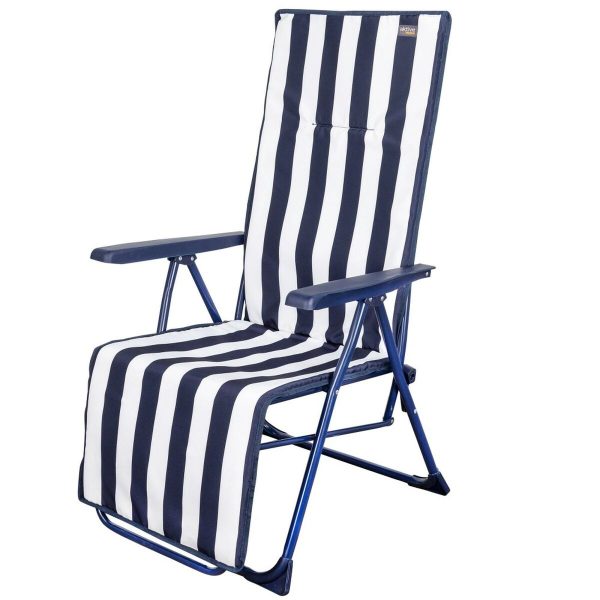 Sun-lounger Aktive White Navy Blue Reclining Striped 147 x 70 x 48 cm (2 Units) Supply