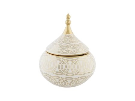 Tibor DKD Home Decor White Golden Porcelain Oriental Chromed 18 x 18 x 22 cm Online now