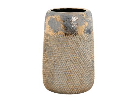 Vase Home ESPRIT Golden Bicoloured Stoneware Modern Aged finish 17 x 17 x 26 cm Supply