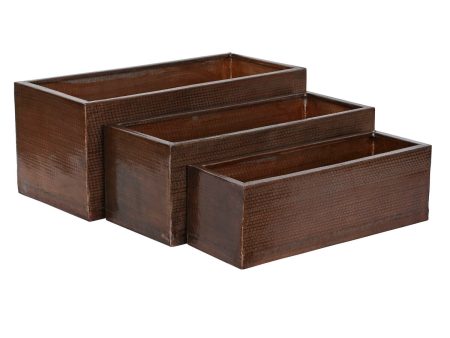 Set of Planters Home ESPRIT Golden Aluminium 100 x 43 x 40 cm For Cheap