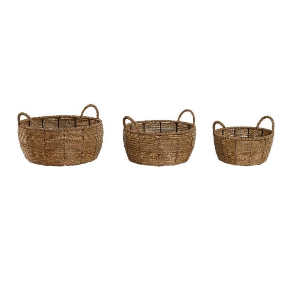 Set of Planters Home ESPRIT Brown Metal Fibre Tropical 34 x 33 x 15 cm Online