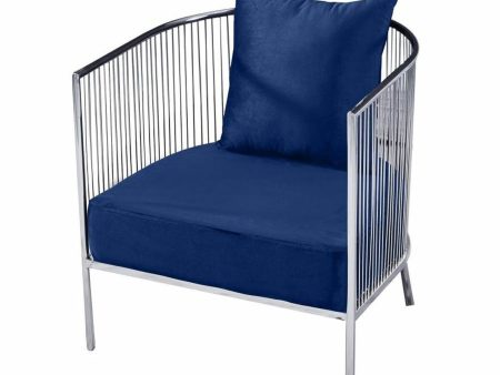 Armchair DKD Home Decor Polyester Steel Navy Blue (66 x 69 x 70 cm) Online now