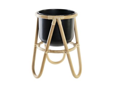 Planter DKD Home Decor Natural Black Metal Colonial Bamboo (26 x 26 x 40 cm) Discount