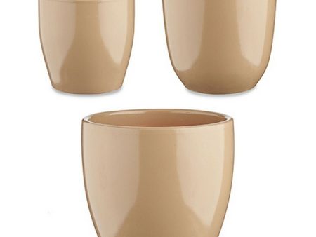 Set of pots Beige Clay (3 Pieces) (22,5 x 18,5 x 22,5 cm) Discount