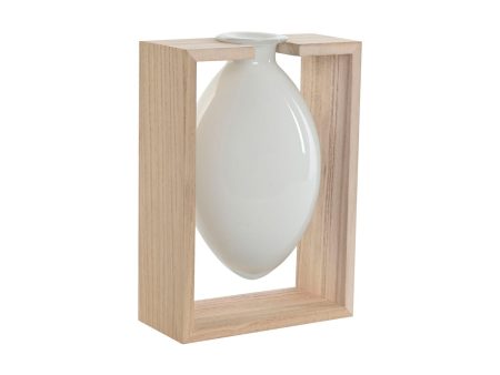 Vase Home ESPRIT White Natural Wood Crystal 17 x 12 x 25 cm Hot on Sale