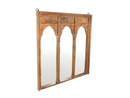 Wall mirror Romimex Brown Wood 150 x 150 x 10 cm Triple Online Sale