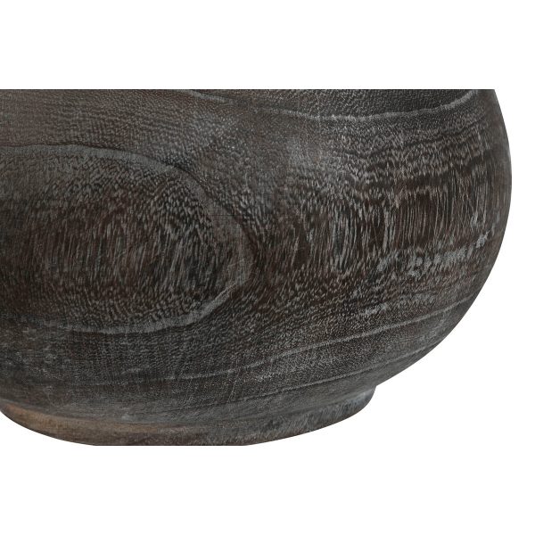 Vase Home ESPRIT Dark grey Paolownia wood Colonial Aged finish 24 x 24 x 27 cm Online Hot Sale