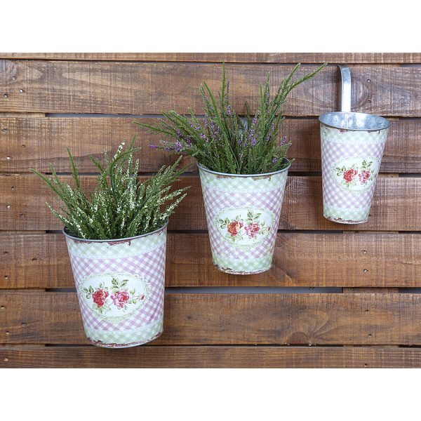 Set of Planters Romimex Multicolour Metal 3 Pieces Fashion