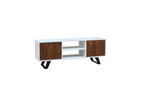 TV furniture DKD Home Decor White 135 x 35 x 40 cm Metal Mango wood For Sale