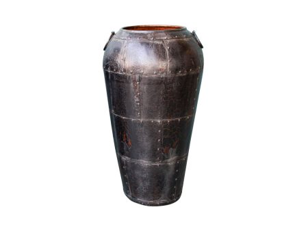 Vase Romimex Black Metal 55 x 102 x 55 cm For Sale