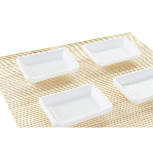 Sushi Set DKD Home Decor Metal Bamboo White Natural Oriental 30 x 40 cm 28 x 22 x 2,5 cm (9 Pieces) Hot on Sale