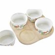 Appetizer Set DKD Home Decor Multicolour Natural Bamboo Plastic Stoneware Tropical 19,7 x 19,7 x 1 cm (5 pcs) Supply