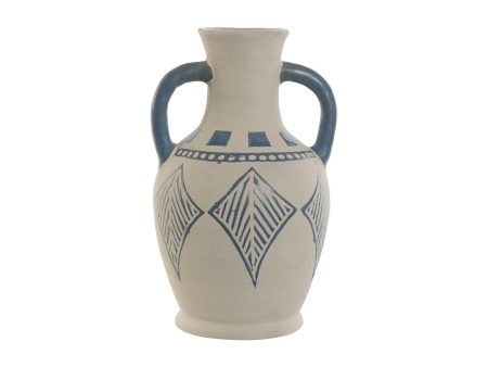 Vase Home ESPRIT Blue Beige Ceramic Mediterranean 15 x 15 x 25 cm Sale