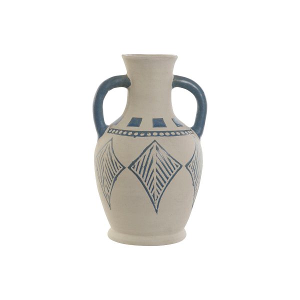 Vase Home ESPRIT Blue Beige Ceramic Mediterranean 15 x 15 x 25 cm Sale