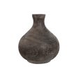 Vase Home ESPRIT Dark grey Paolownia wood Colonial Aged finish 24 x 24 x 27 cm Online Hot Sale