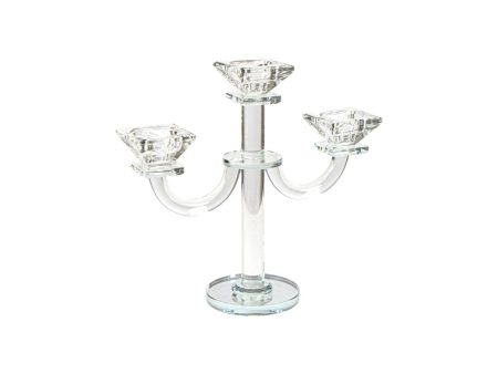 Candle Holder Romimex Transparent Glass 22 x 24 x 9 cm Cheap