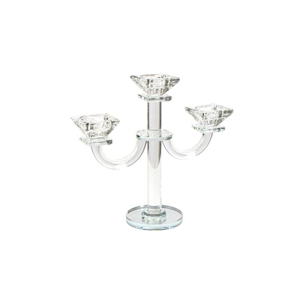 Candle Holder Romimex Transparent Glass 22 x 24 x 9 cm Cheap