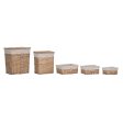 Basket set Home ESPRIT Beige Natural wicker 47 x 35 x 55 cm 5 Pieces Fashion