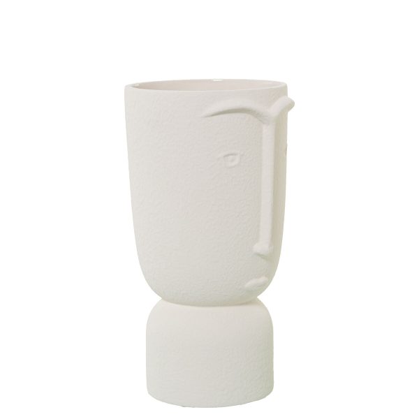 Vase Alexandra House Living Ecru Ceramic Face 13 x 13 x 25 cm Online now